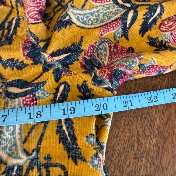 Pilcro Anthropologie Sigourney Corduroy Button-Down Shirt Yellow Floral Sml Boho - Picture 16 of 16